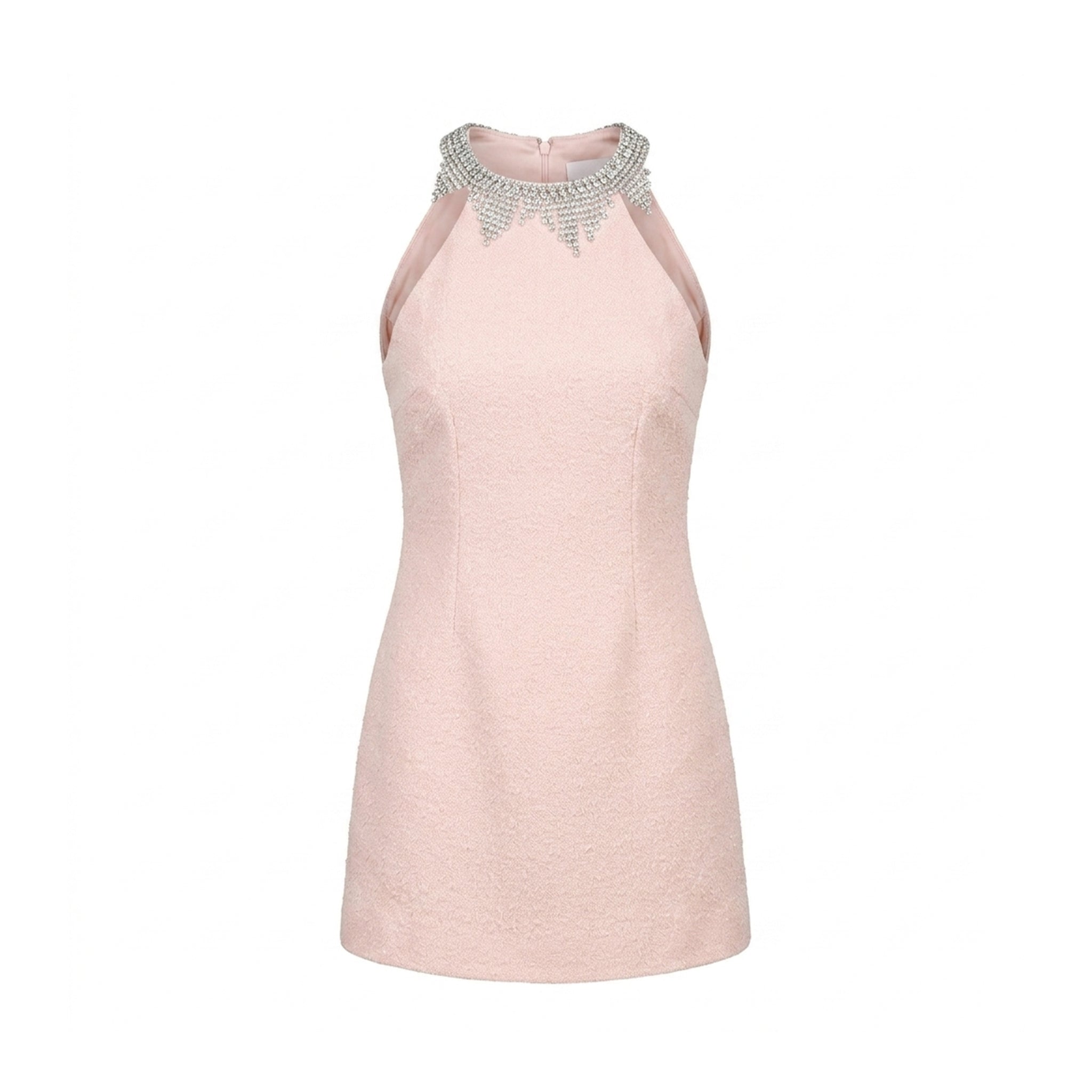 Riviera Halter Blush Pink Beaded Dress | The LVLL Riviera Halter Blush Pink Beaded Dress | The LVLL