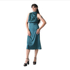 玛丽莲橄榄色缎面吊带裙