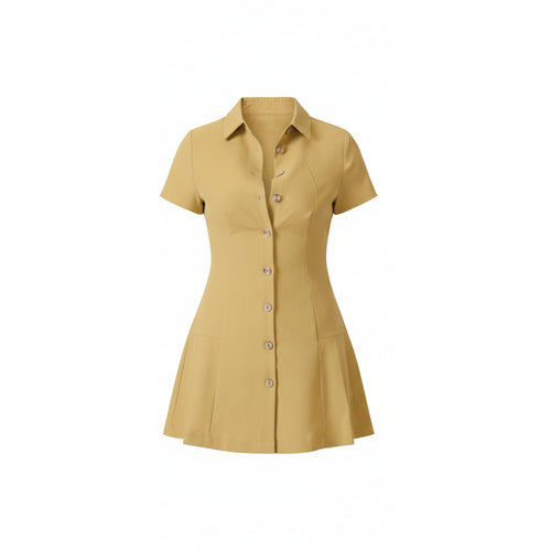 mustard yellow button up dress The Urban Oasis Golden Mustard Dress
