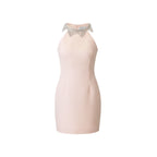 Riviera Halter Blush Pink Beaded Neckline Dress