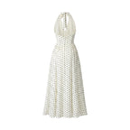 The Nostalgique Ivory & Black Polka Dot Halter Dress