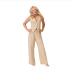 Conjunto de chaleco y pantalón sin mangas en tonos arena Sienna