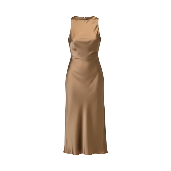 Elira Arc Champagne One-Shoulder Satin Gown