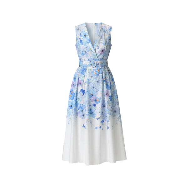 The Oceanique Watercolor Blue Floral Dress