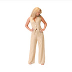Conjunto de chaleco y pantalón sin mangas en tonos arena Sienna