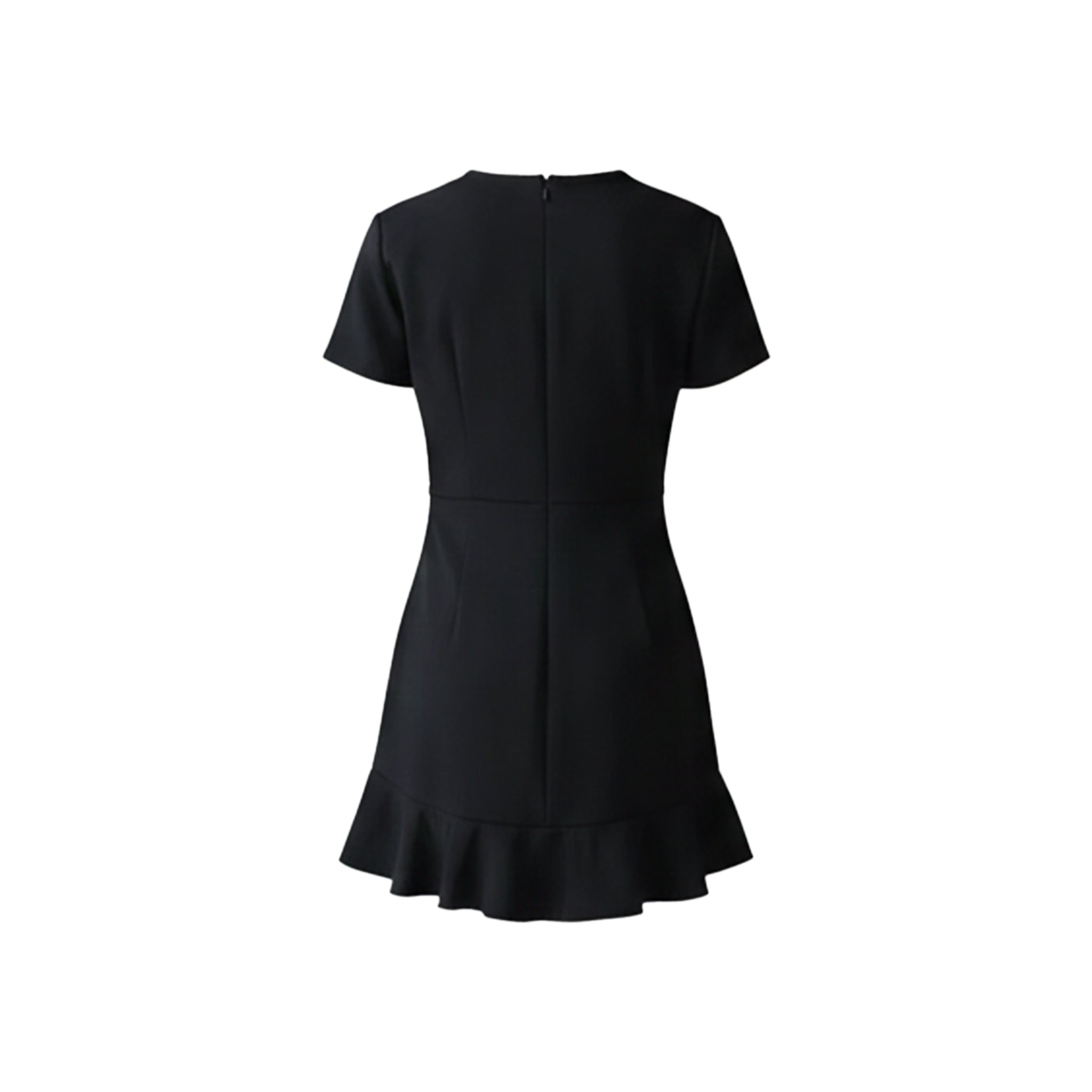Ruffle Code Black Zippered Mini Dress