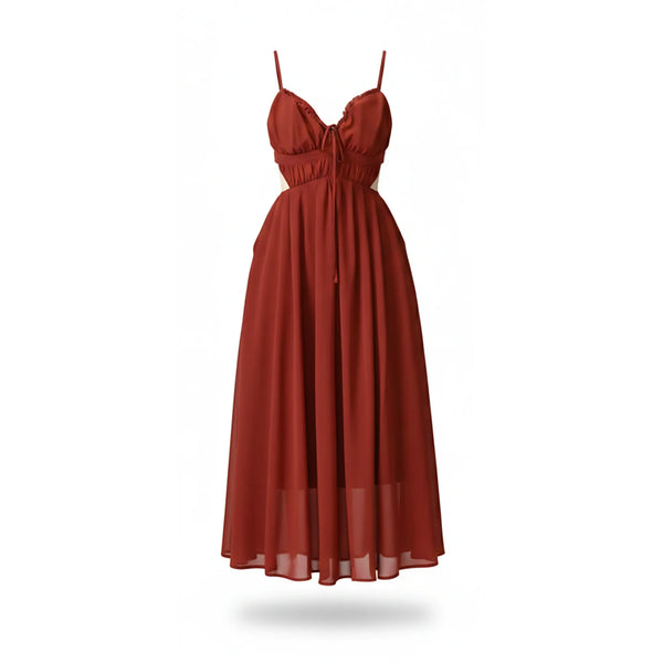 Enchanted Flame Crimson Red Maxi Dress