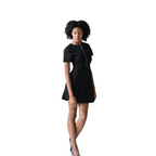 Ruffle Code Black Zippered Mini Dress