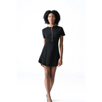 Ruffle Code Black Zippered Mini Dress