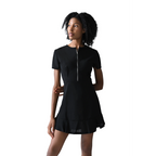 Ruffle Code Black Zippered Mini Dress