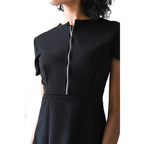 Ruffle Code Black Zippered Mini Dress