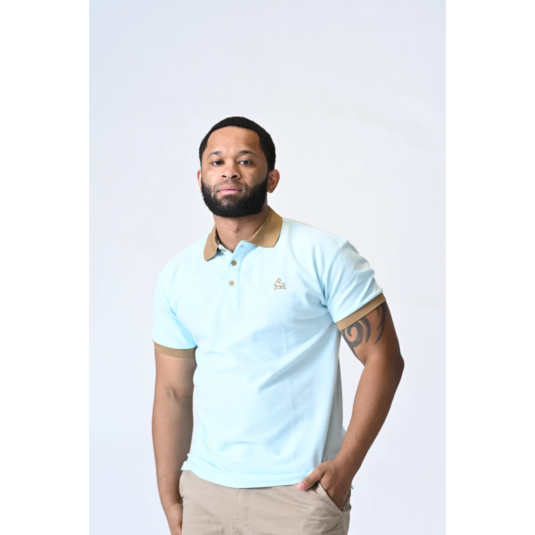 Moss Moca Light Blue Polo Shirt