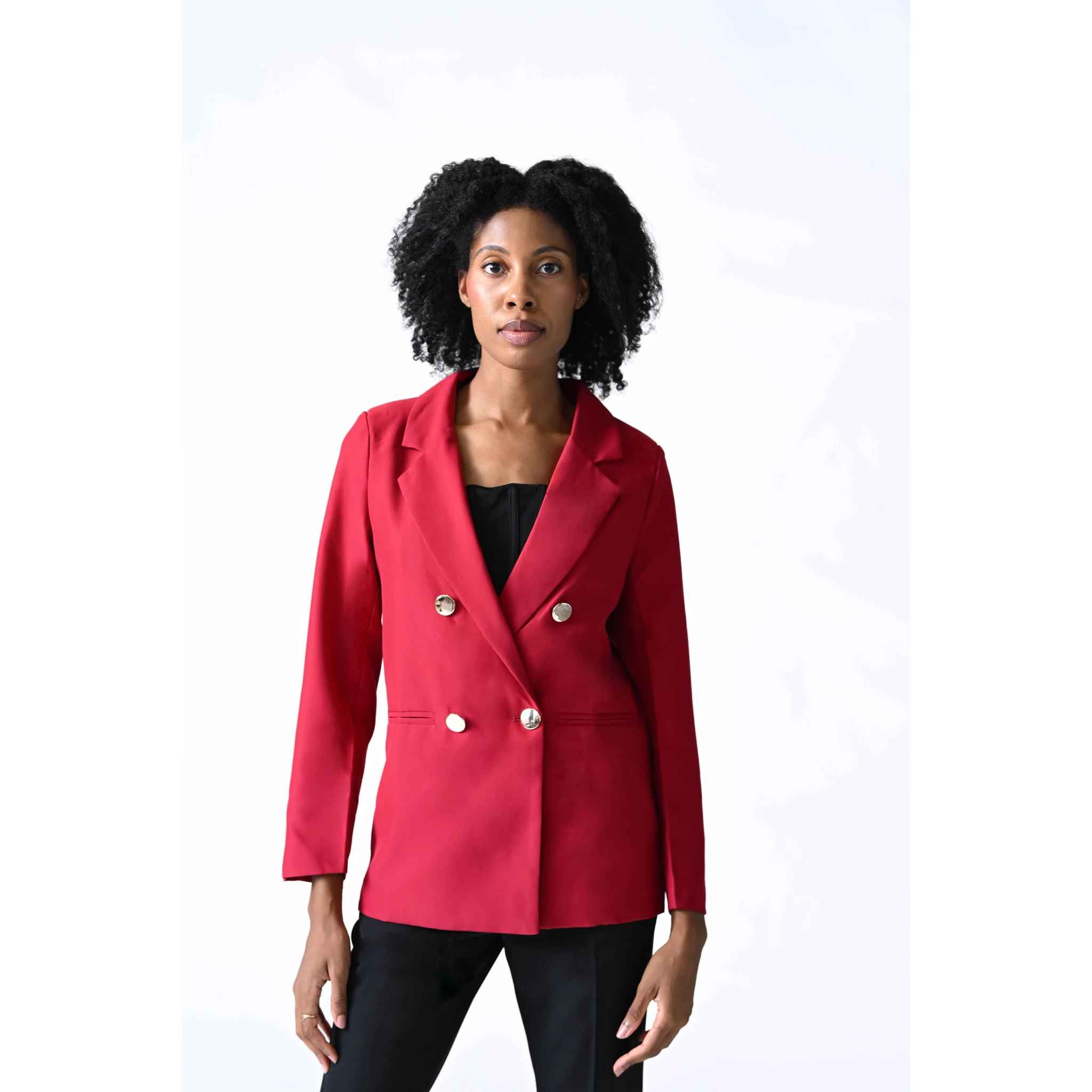 Gold Clasp Structured Burgundy Blazer