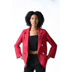 Gold Clasp Structured Burgundy Blazer