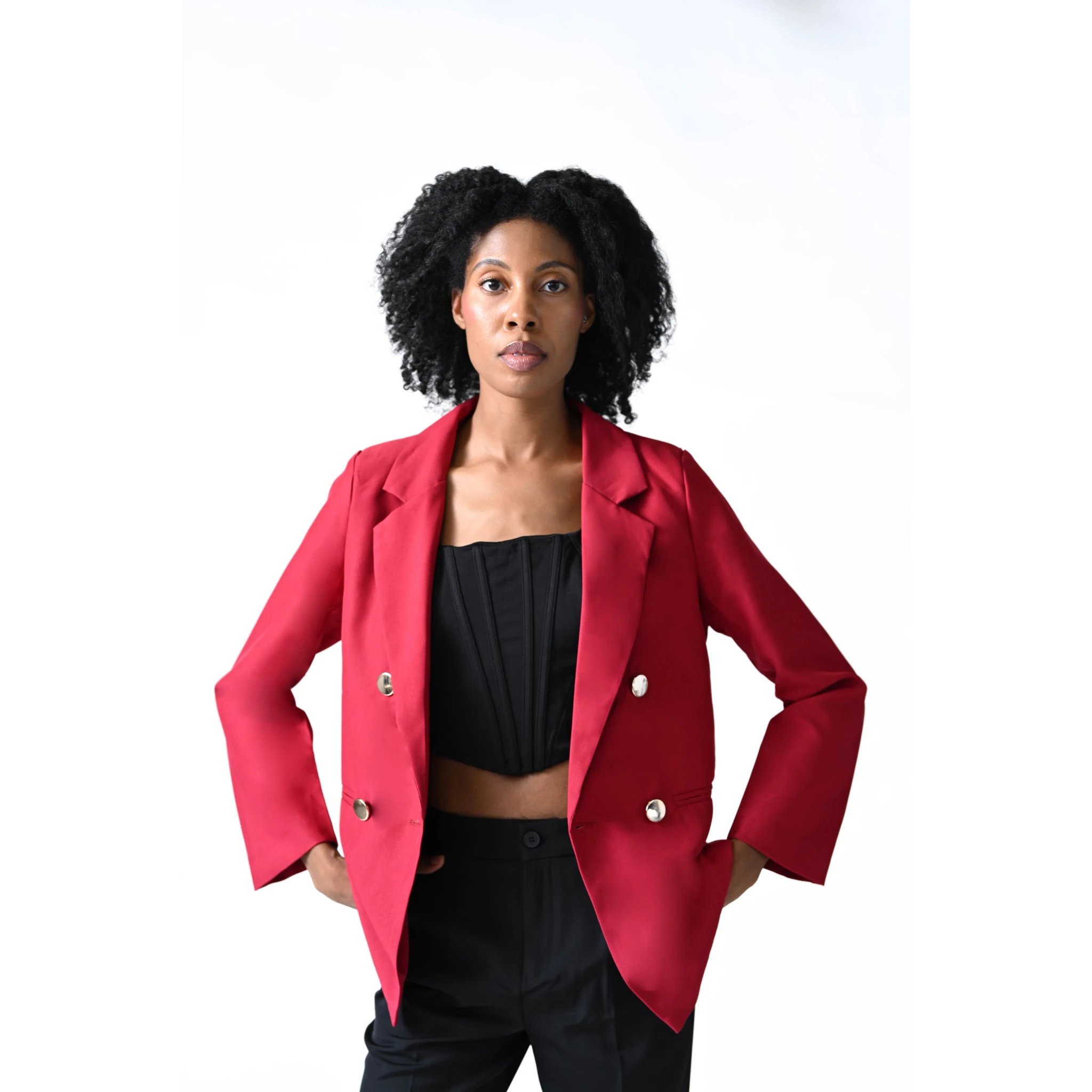Gold Clasp Structured Burgundy Blazer