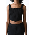 Opale Noire Black Structured Corset Top