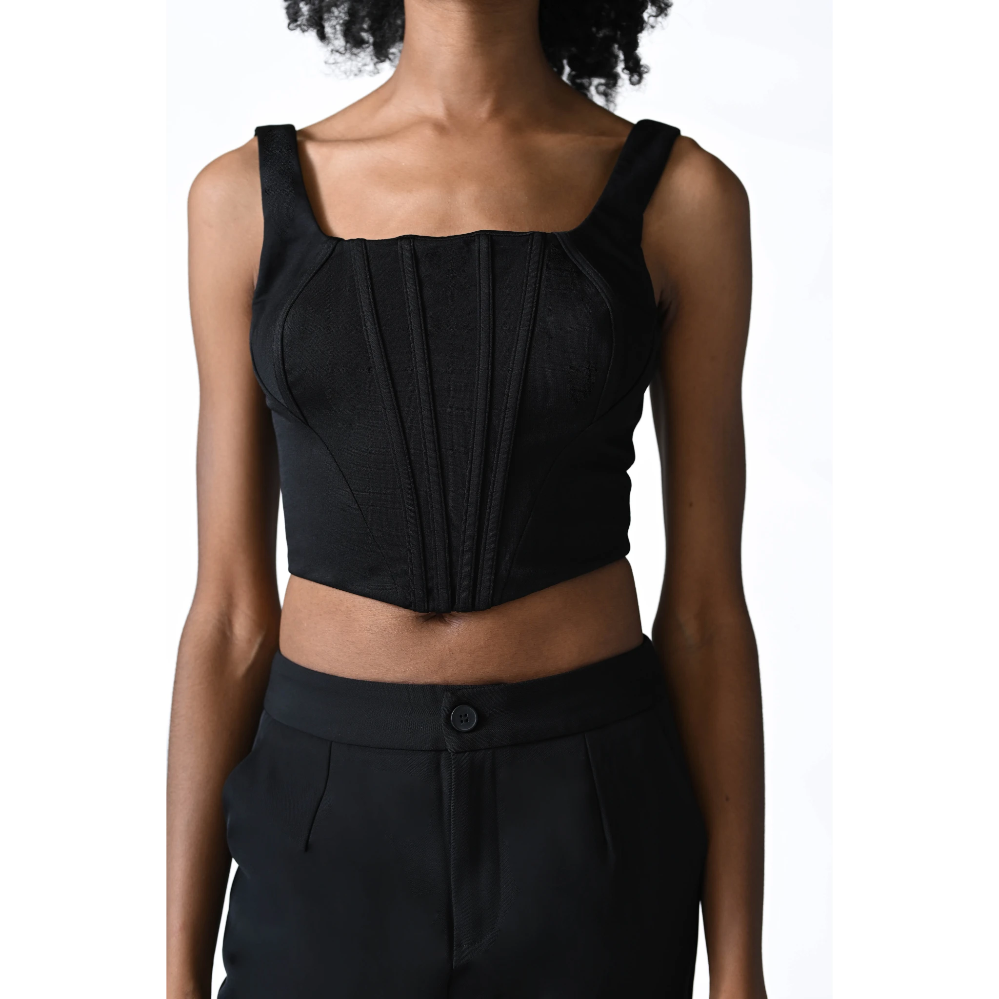 Opale Noire Black Structured Corset Top