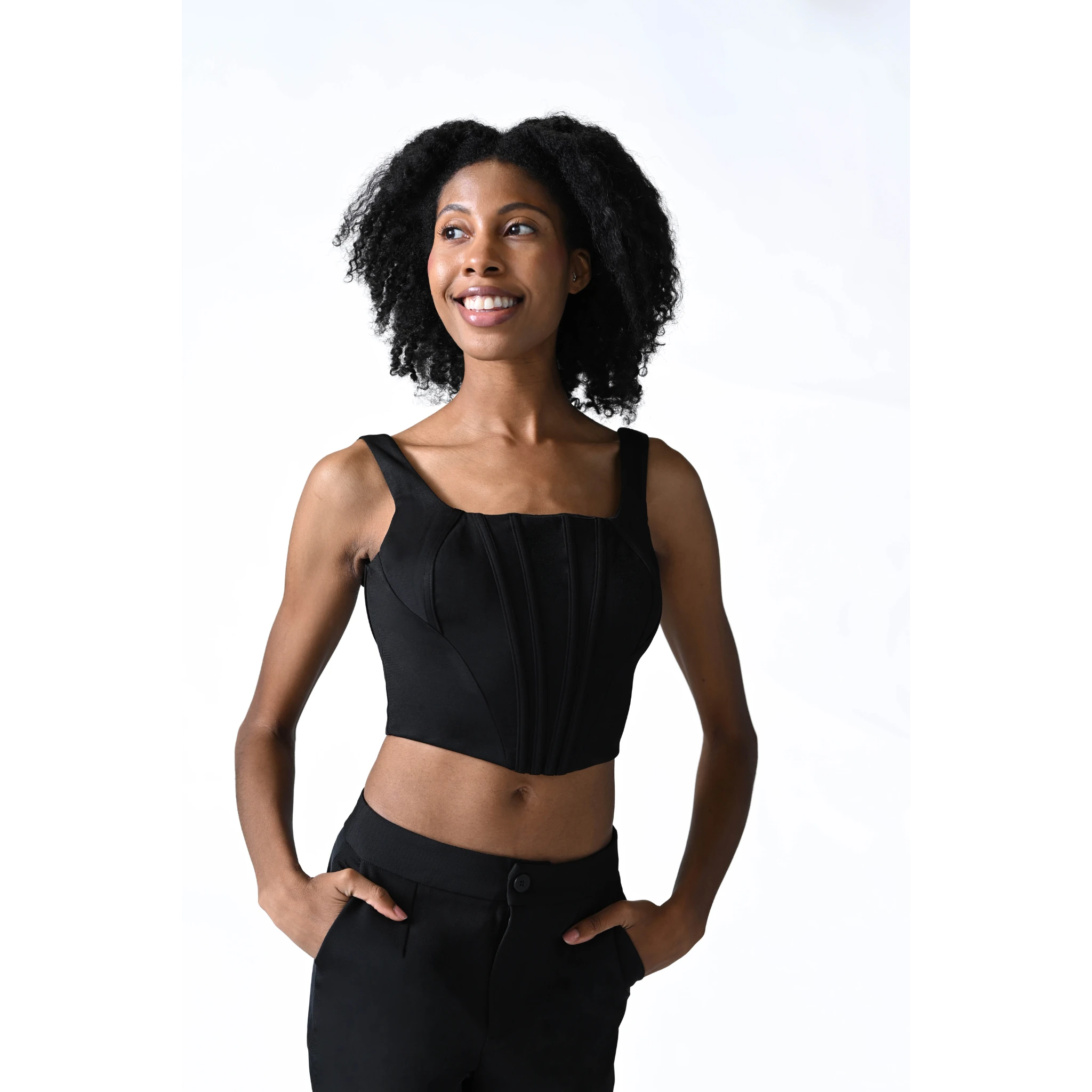 Opale Noire Black Structured Corset Top