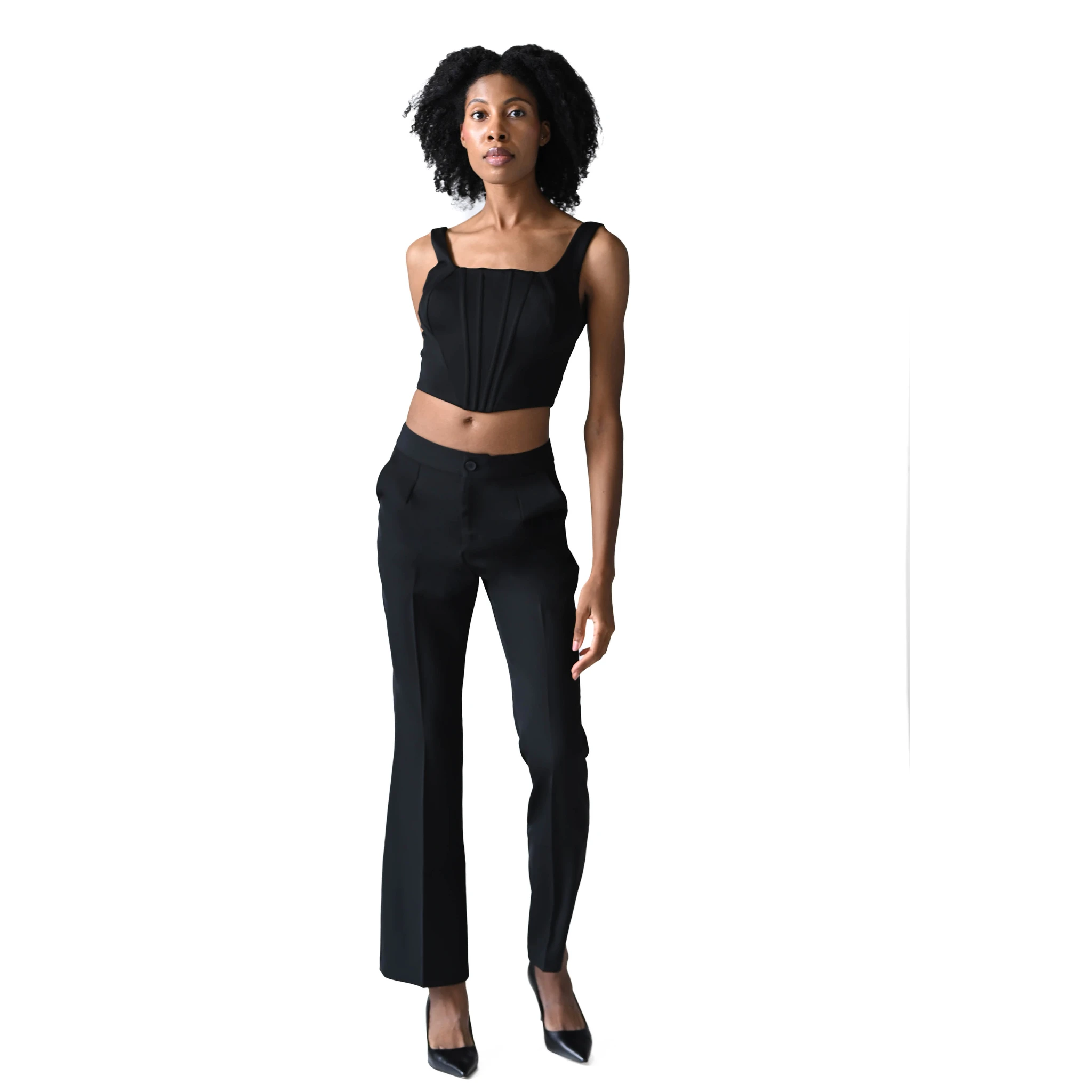 Opale Noire Black Structured Corset Top