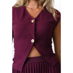 La Rouge Pleated Plum Midi Skirt Set