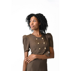 Octavia Crop & Cinch Chocolate Brown Cropped Skirt Set