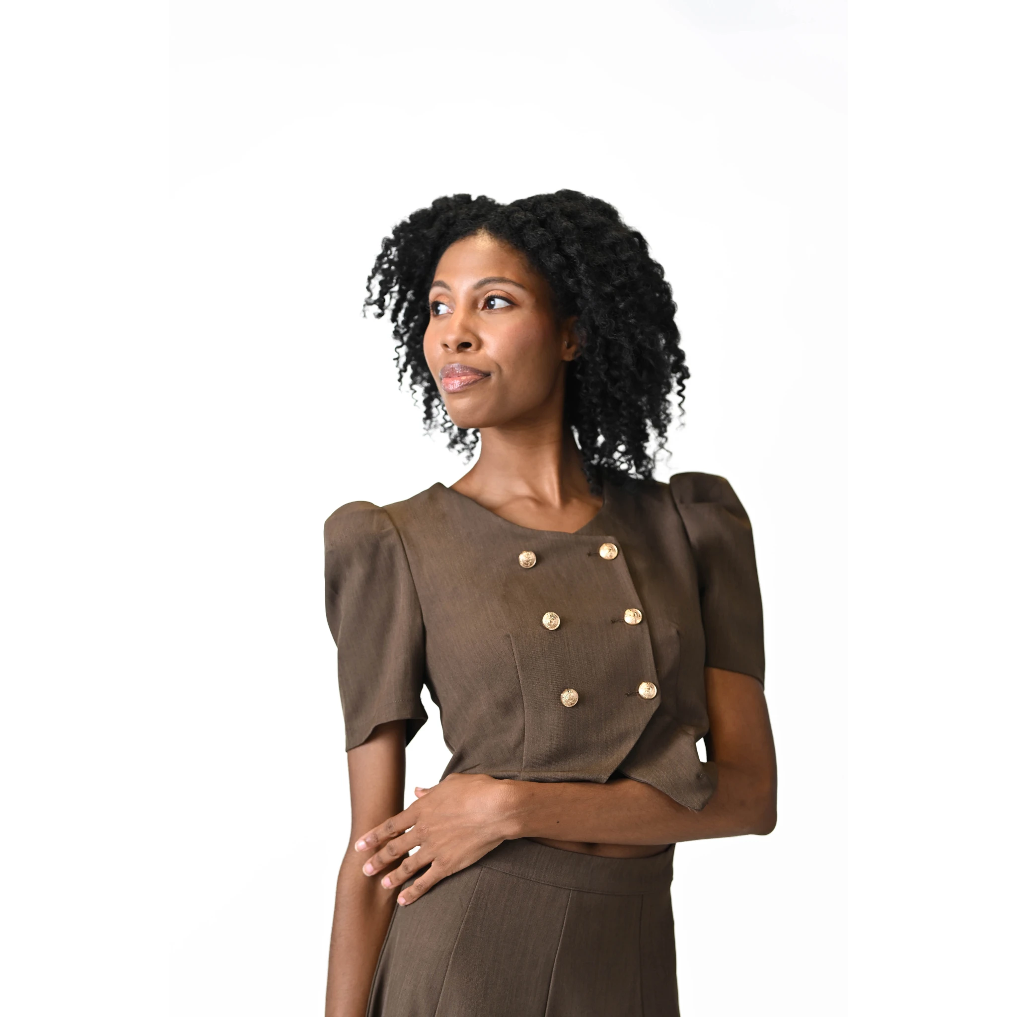 Octavia Crop & Cinch Chocolate Brown Cropped Skirt Set