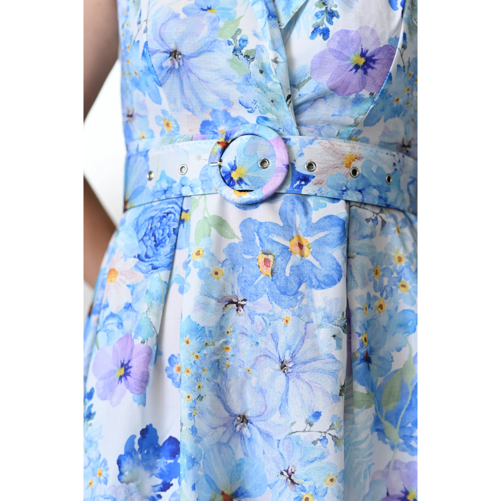 The Oceanique Watercolor Blue Floral Dress