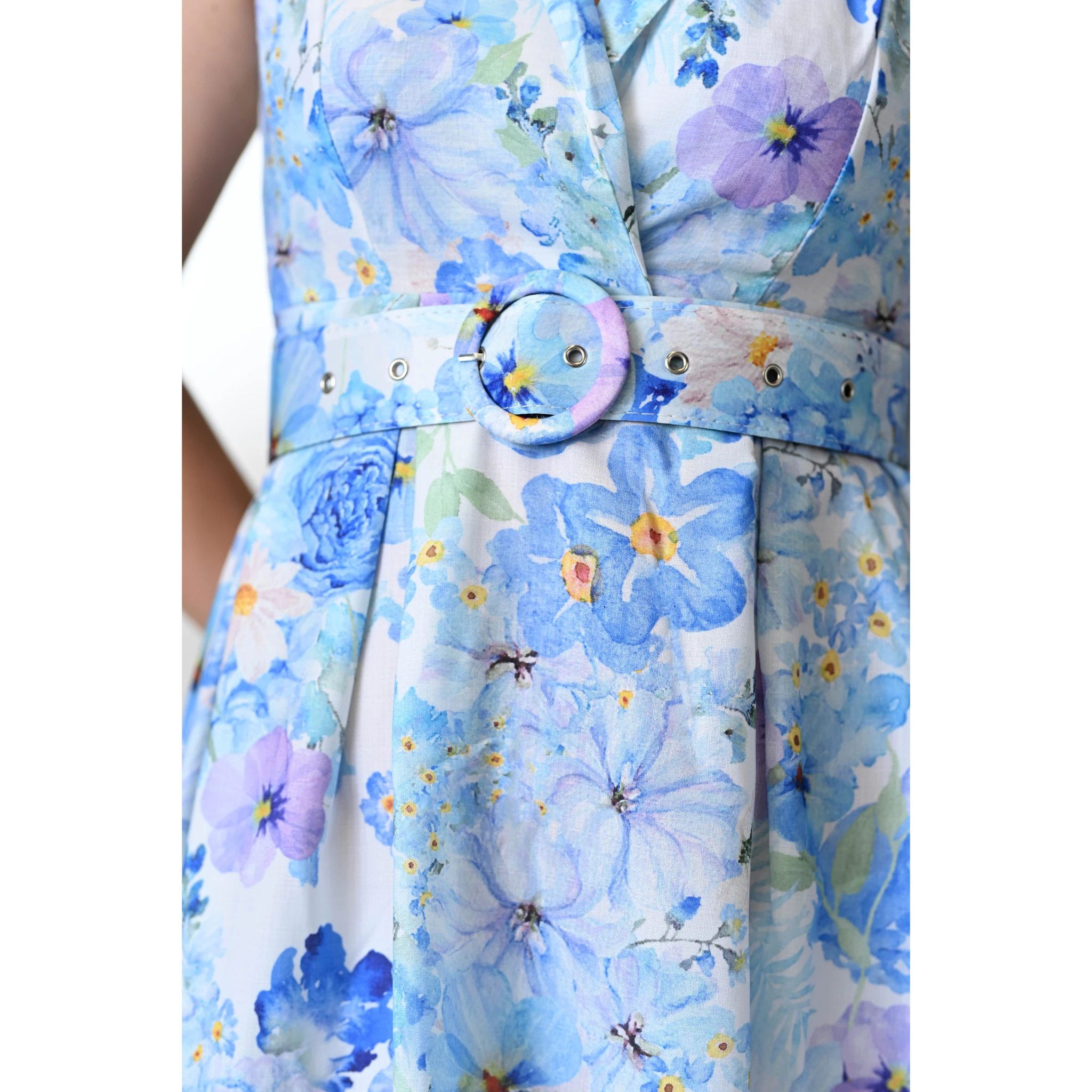 The Oceanique Watercolor Blue Floral Dress
