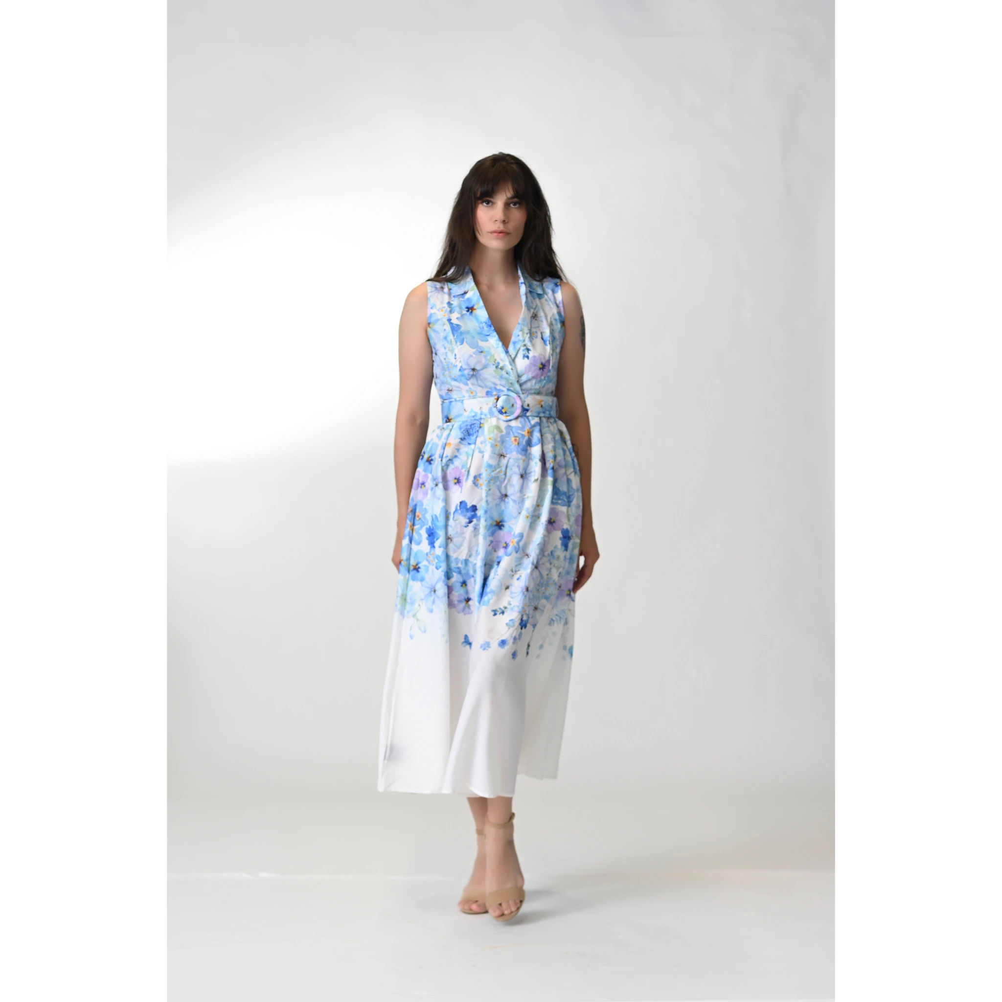 The Oceanique Watercolor Blue Floral Dress