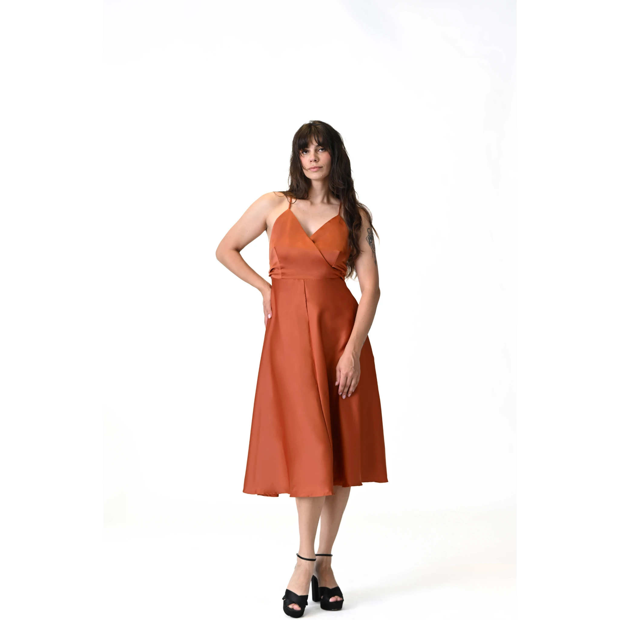 Noelle Sleek Burnt Amber Slip Dress