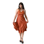 Noelle Sleek Burnt Amber Slip Dress