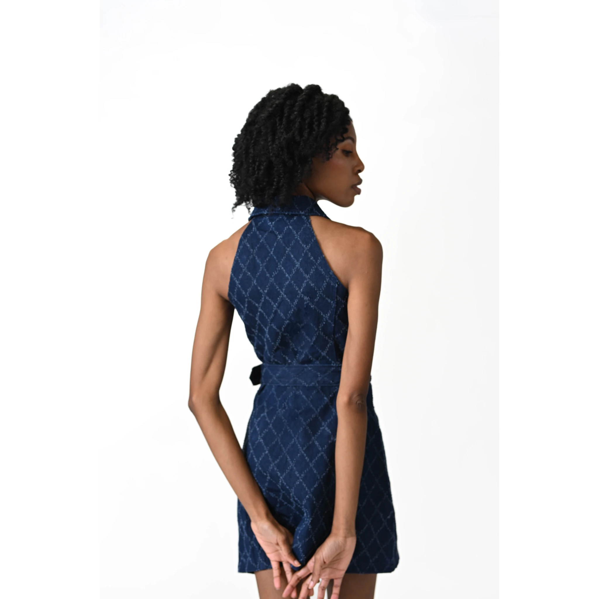 Margaux Denim Dark Indigo Belted Mini Dress