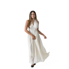 The Nostalgique Ivory & Black Polka Dot Halter Dress