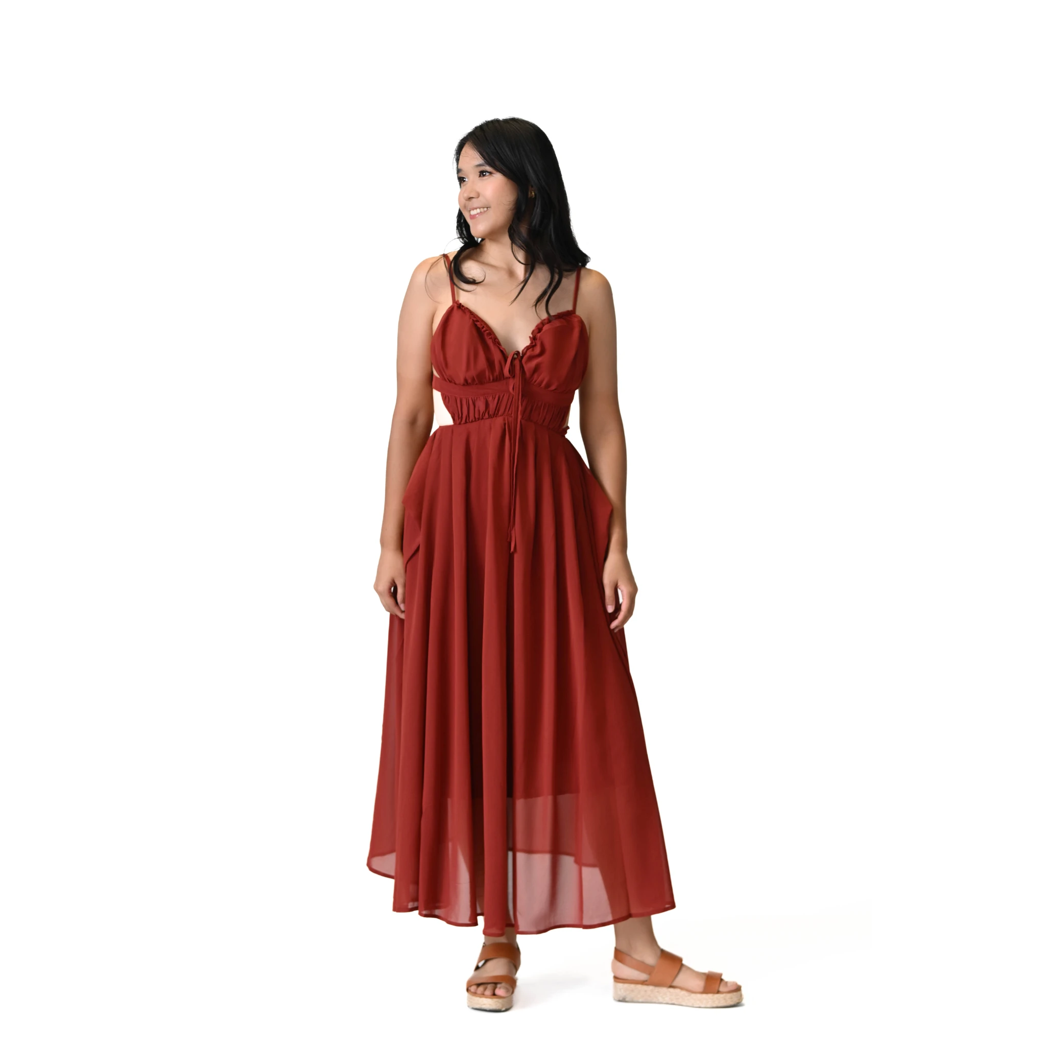Enchanted Flame Crimson Red Maxi Dress