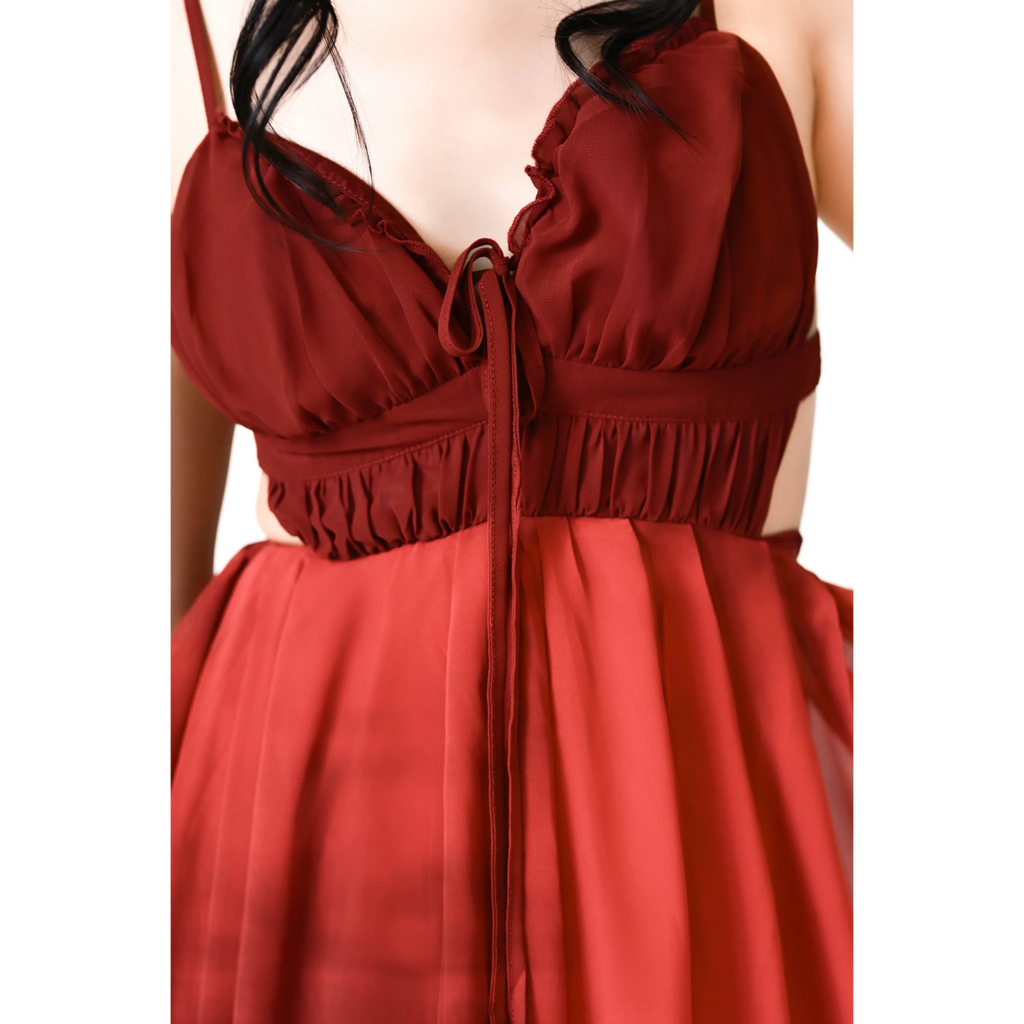 Enchanted Flame Crimson Red Maxi Dress