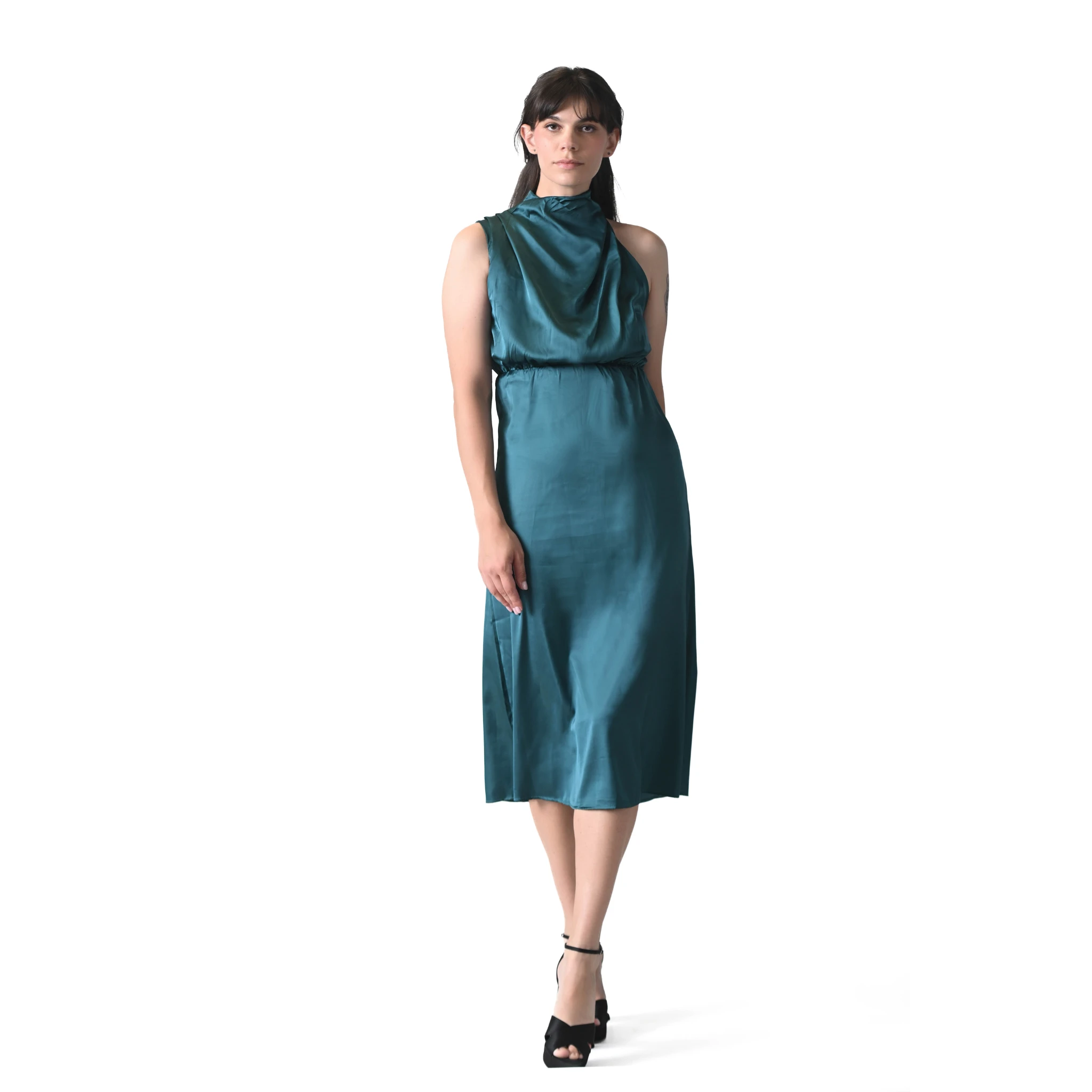 Marilyn Olive Satin Slip Dress