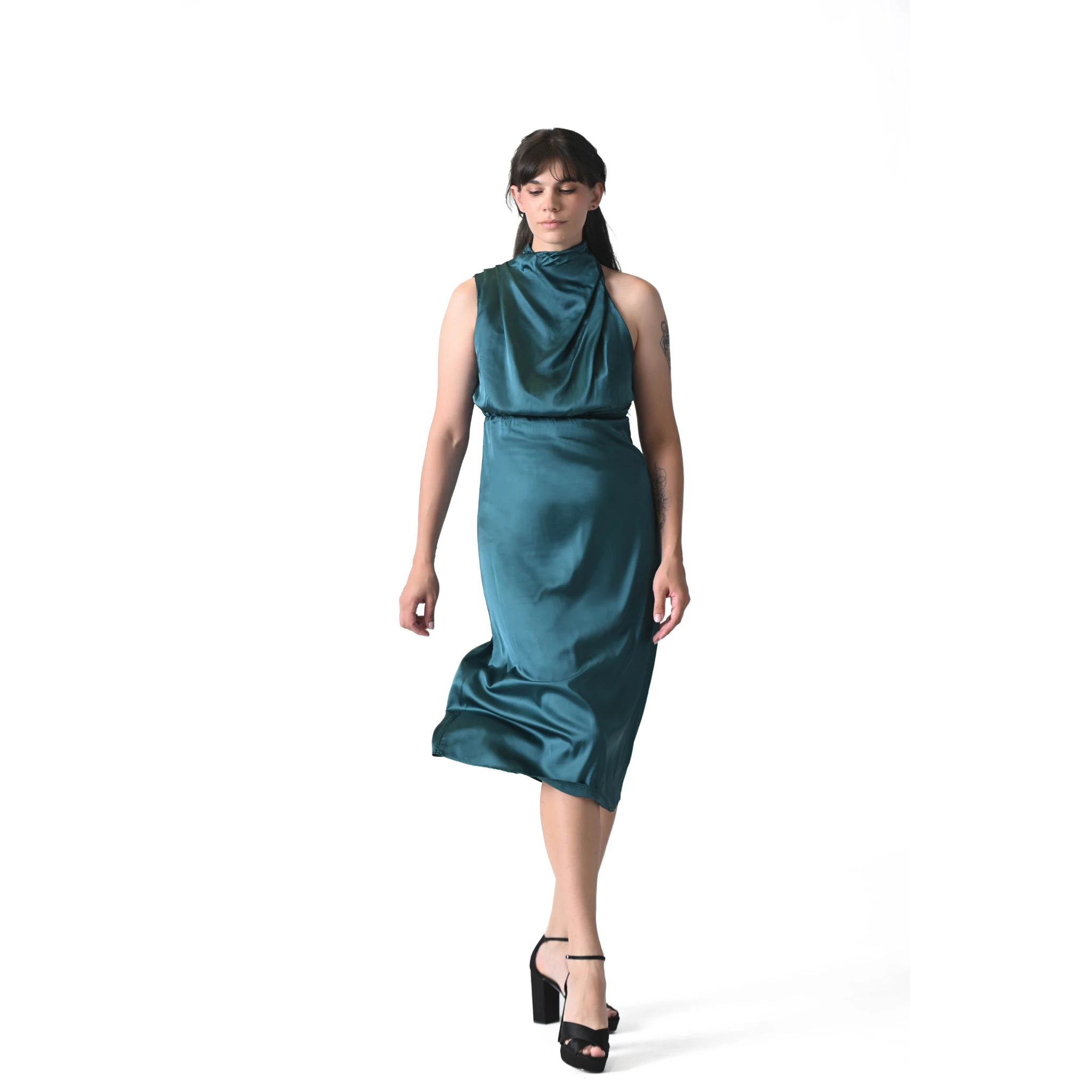 Marilyn Olive Satin Slip Dress