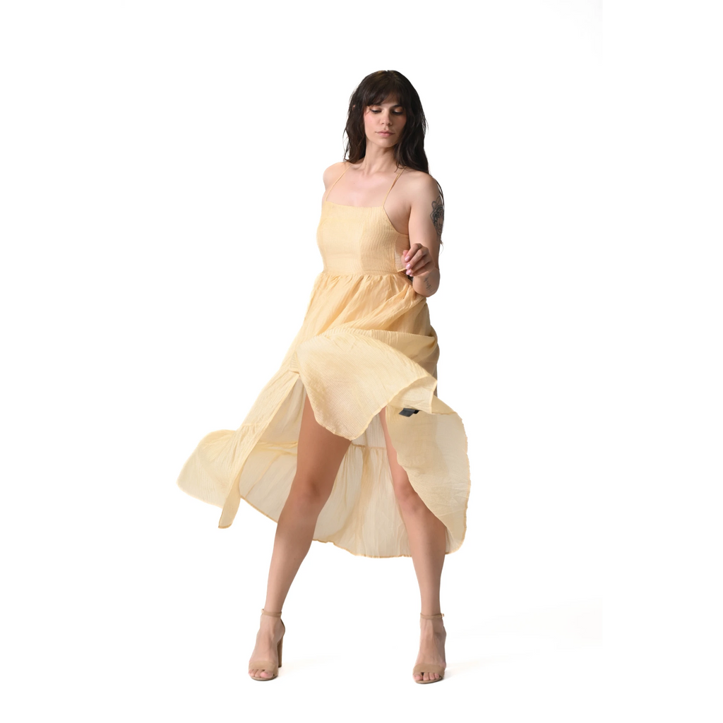 The Nysa Light Gold Midi Dress
