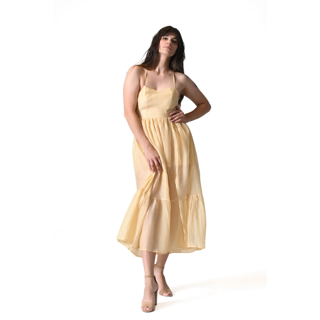 The Nysa Light Gold Midi Dress