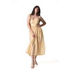 The Nysa Light Gold Midi Dress