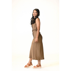 Elira Arc Champagne One-Shoulder Satin Gown