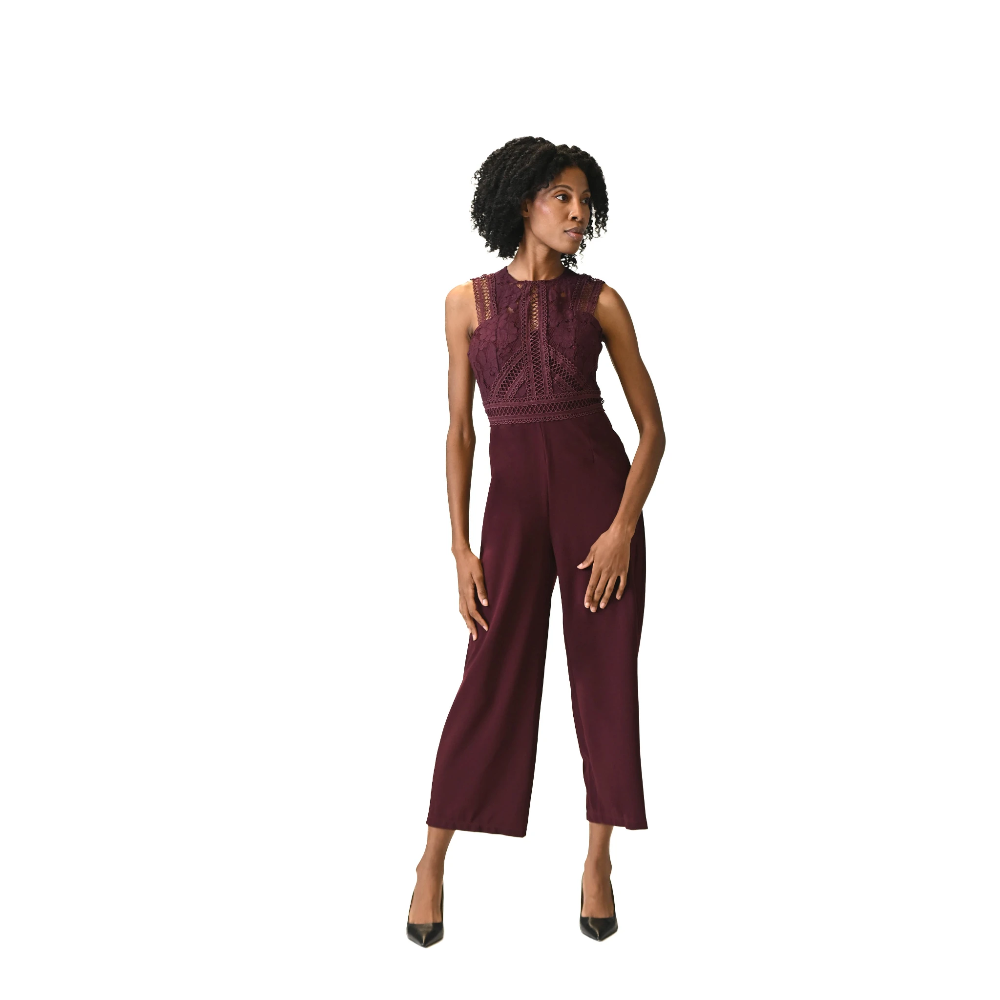 Sophia High-Waisted Burgundy Jumpsuit