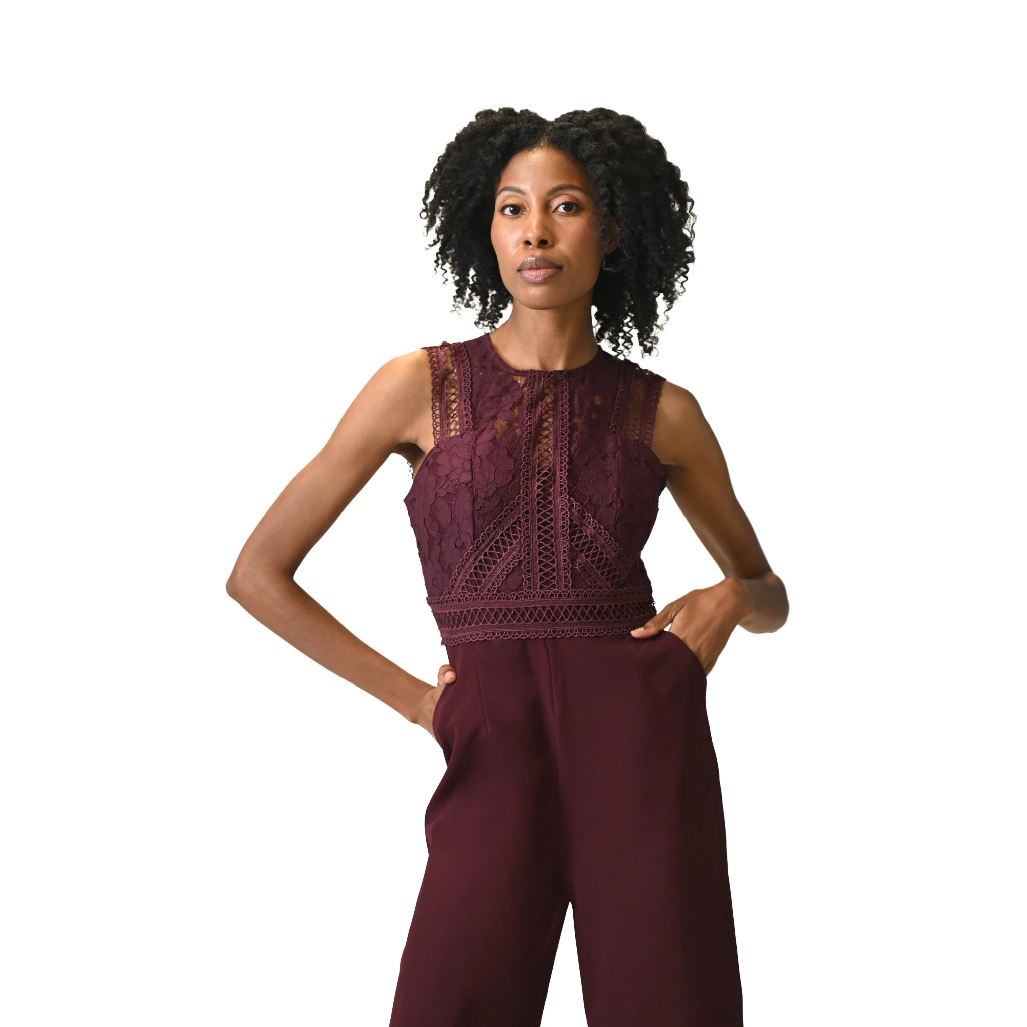 Sophia High-Waisted Burgundy Jumpsuit