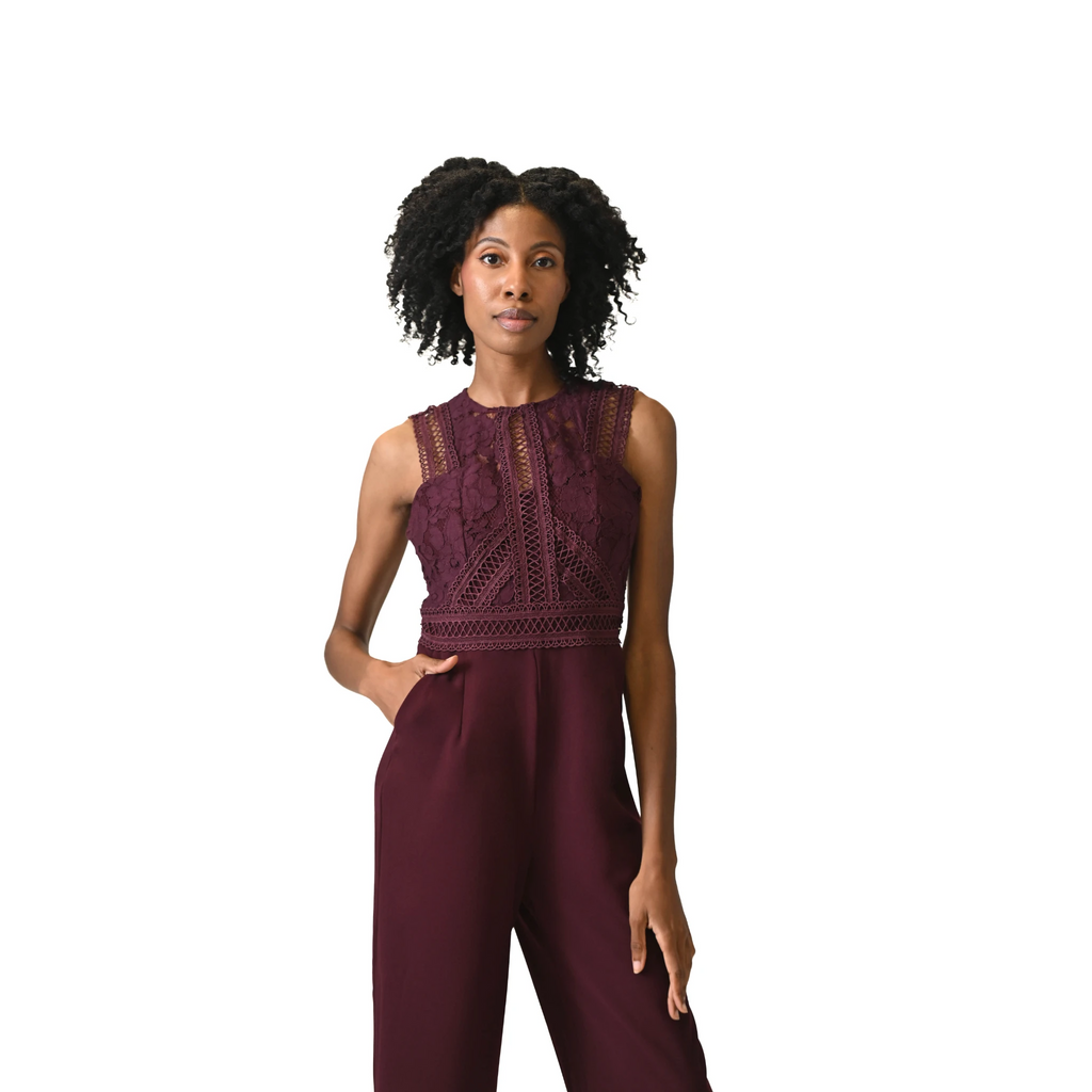 Sophia High-Waisted Burgundy Jumpsuit