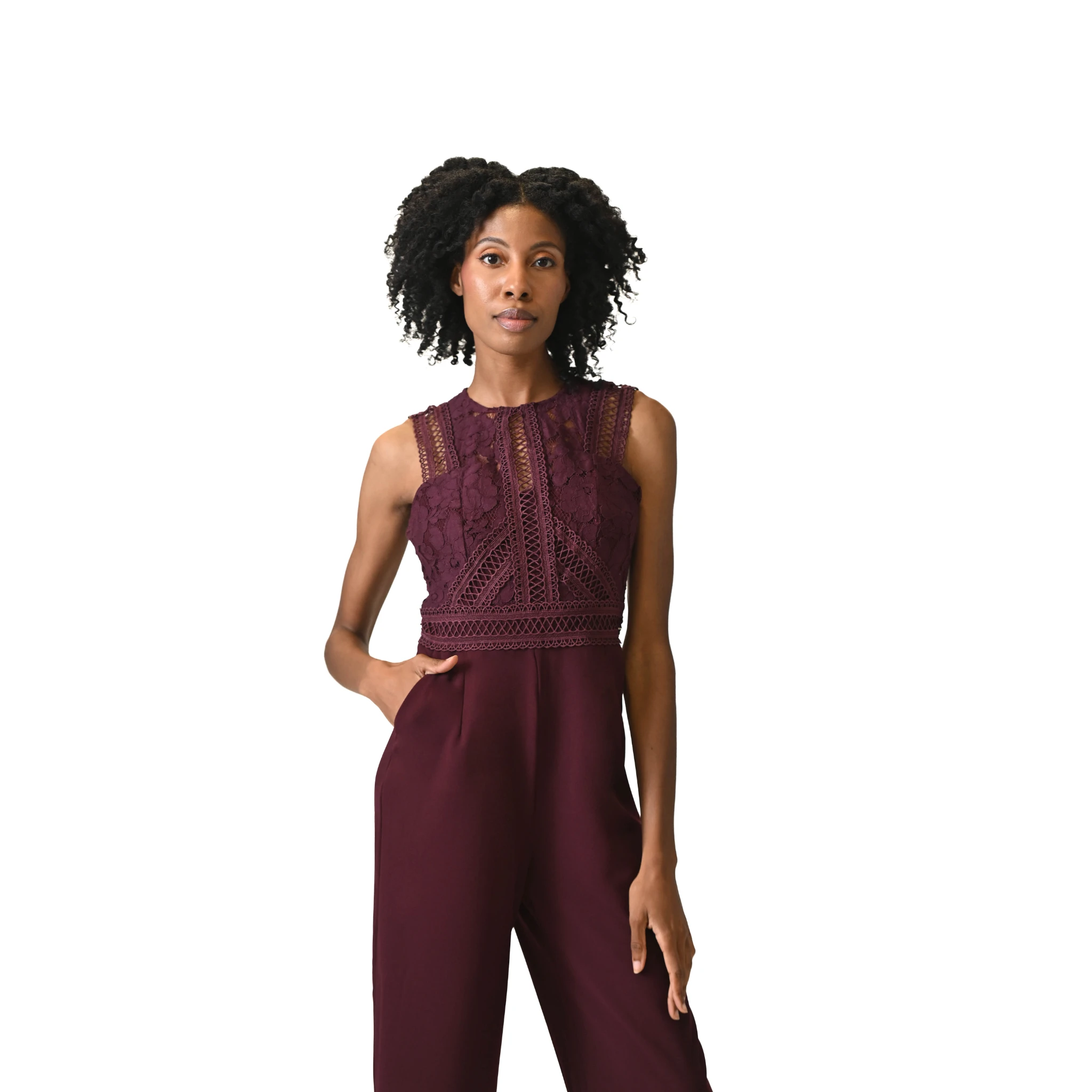 Sophia High-Waisted Burgundy Jumpsuit
