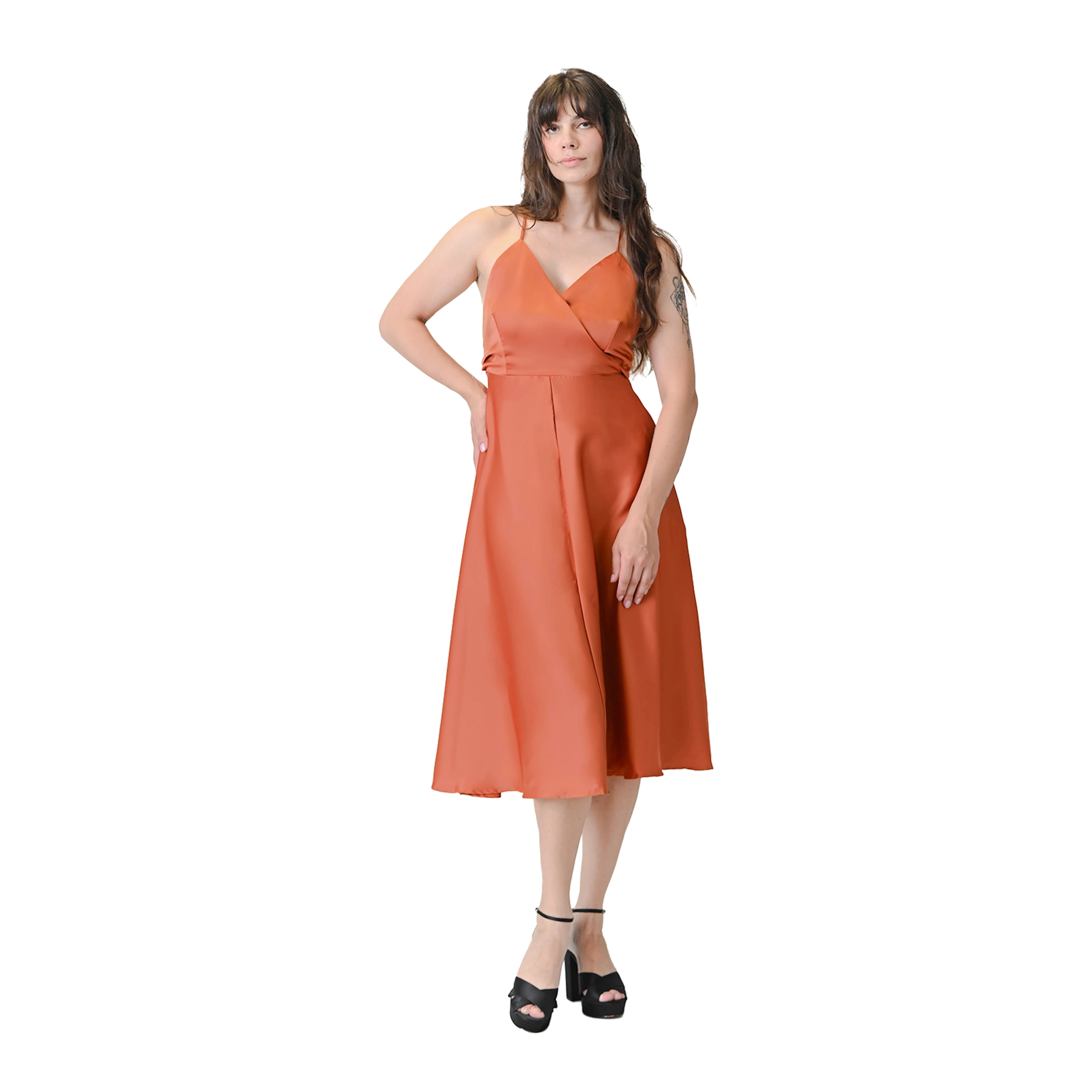 Noelle Sleek Burnt Amber Slip Dress