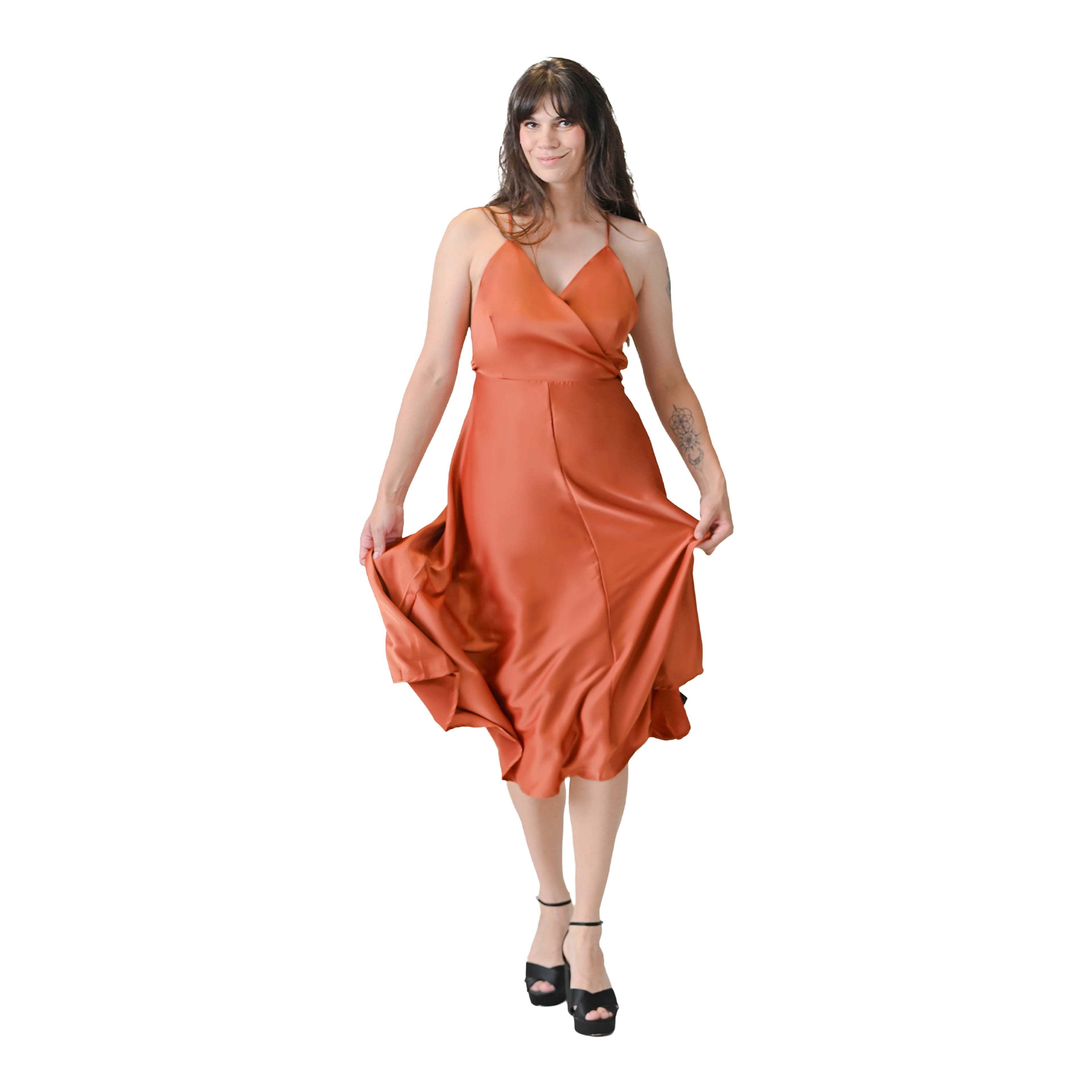 Noelle Sleek Burnt Amber Slip Dress