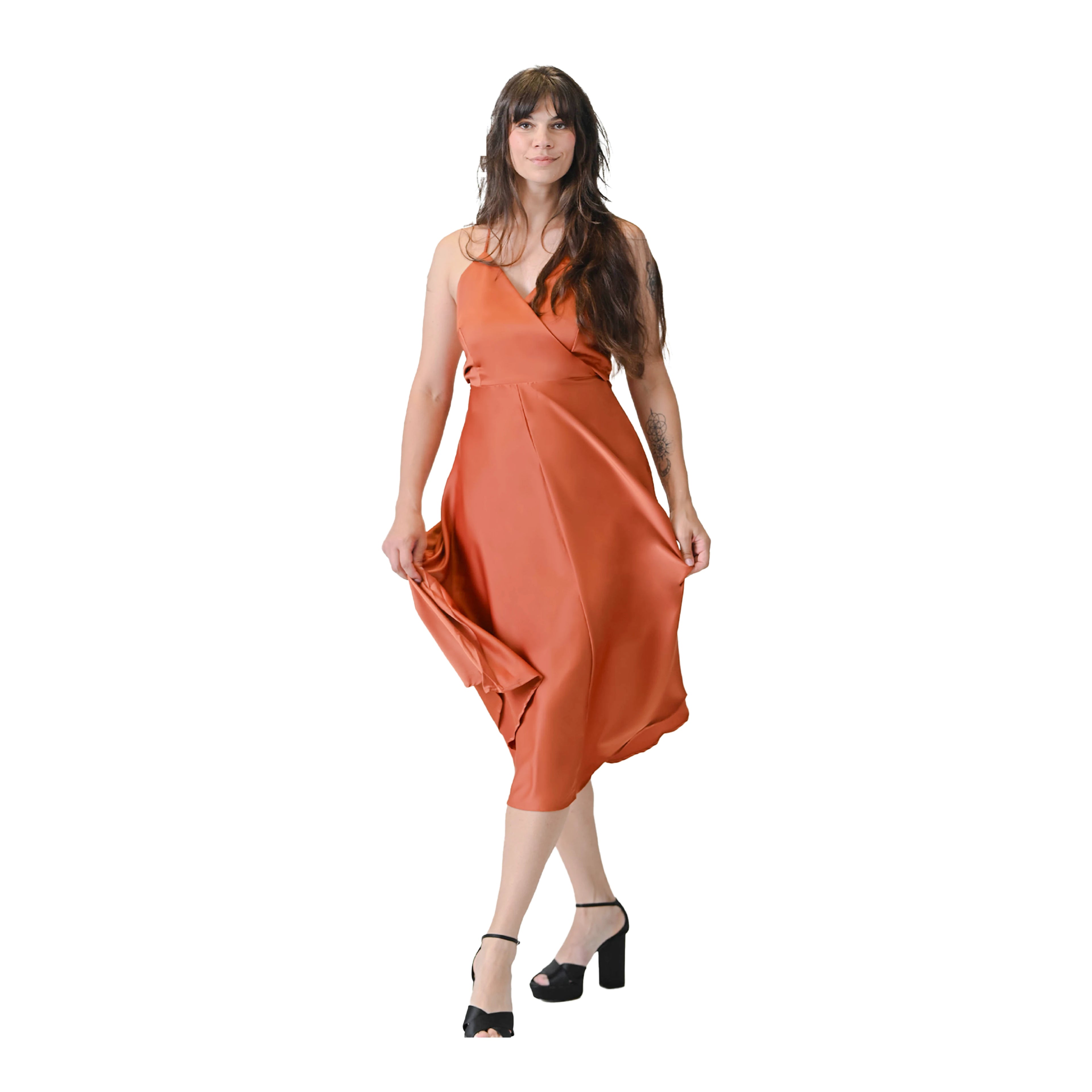 Noelle Sleek Burnt Amber Slip Dress