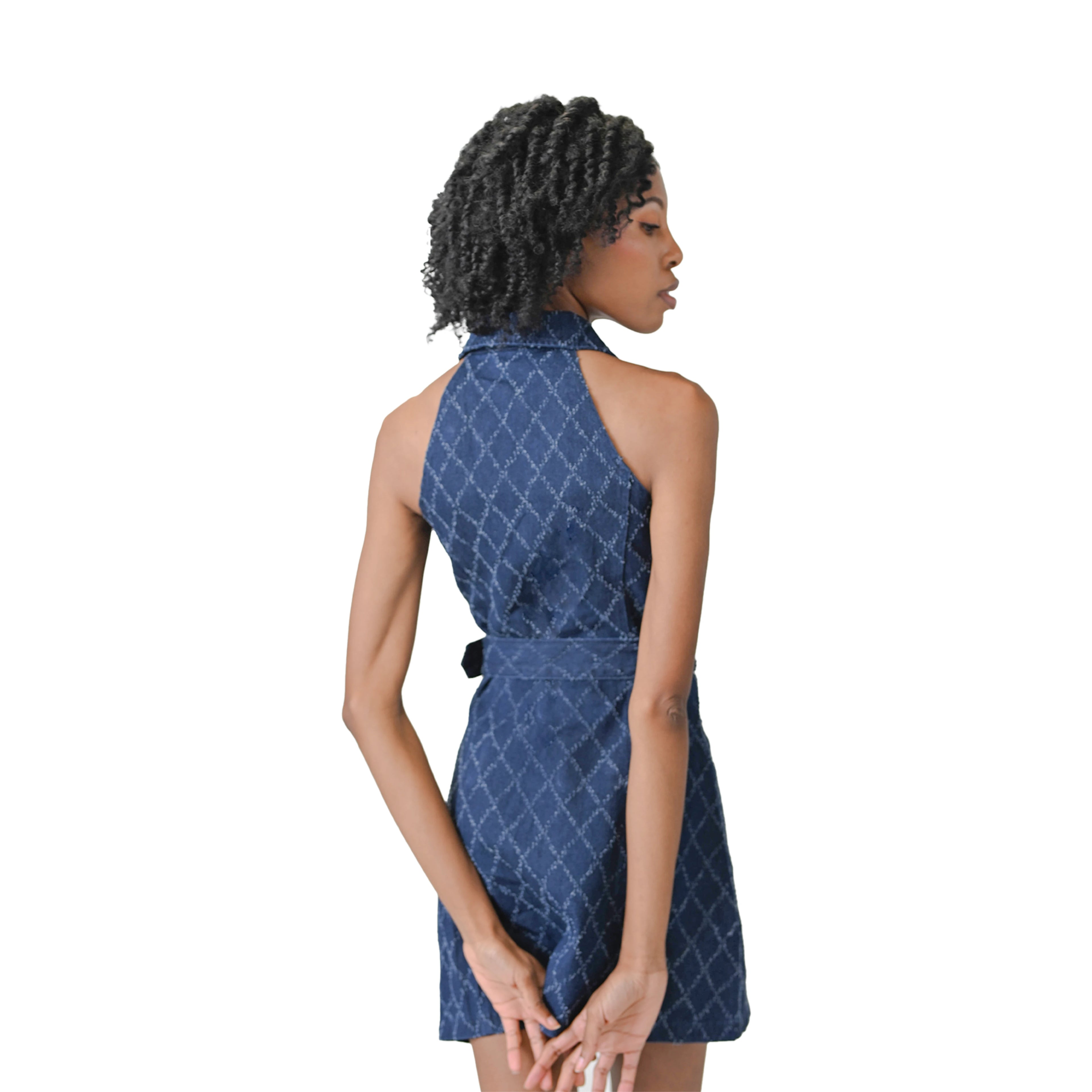 Margaux Denim Dark Indigo Belted Mini Dress