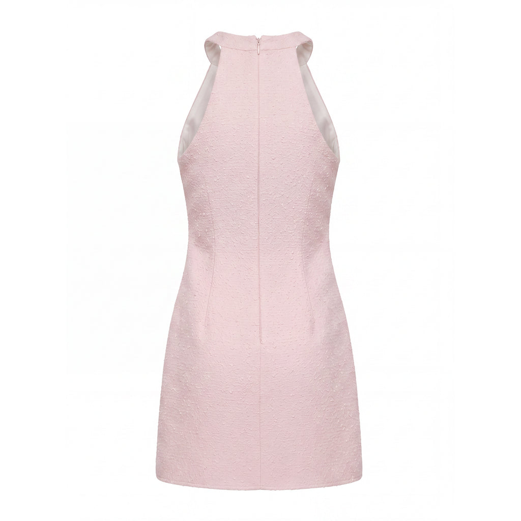 Riviera Halter Blush Pink Beaded Neckline Dress